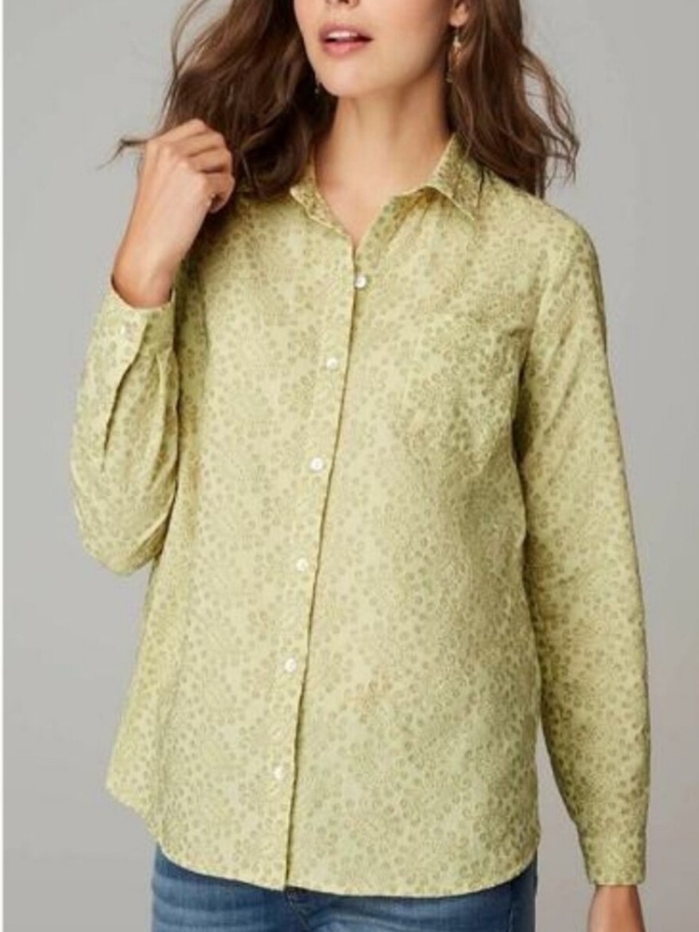 J. Jill Long Sleeve Paisley Embroidered Button-Down Shirt